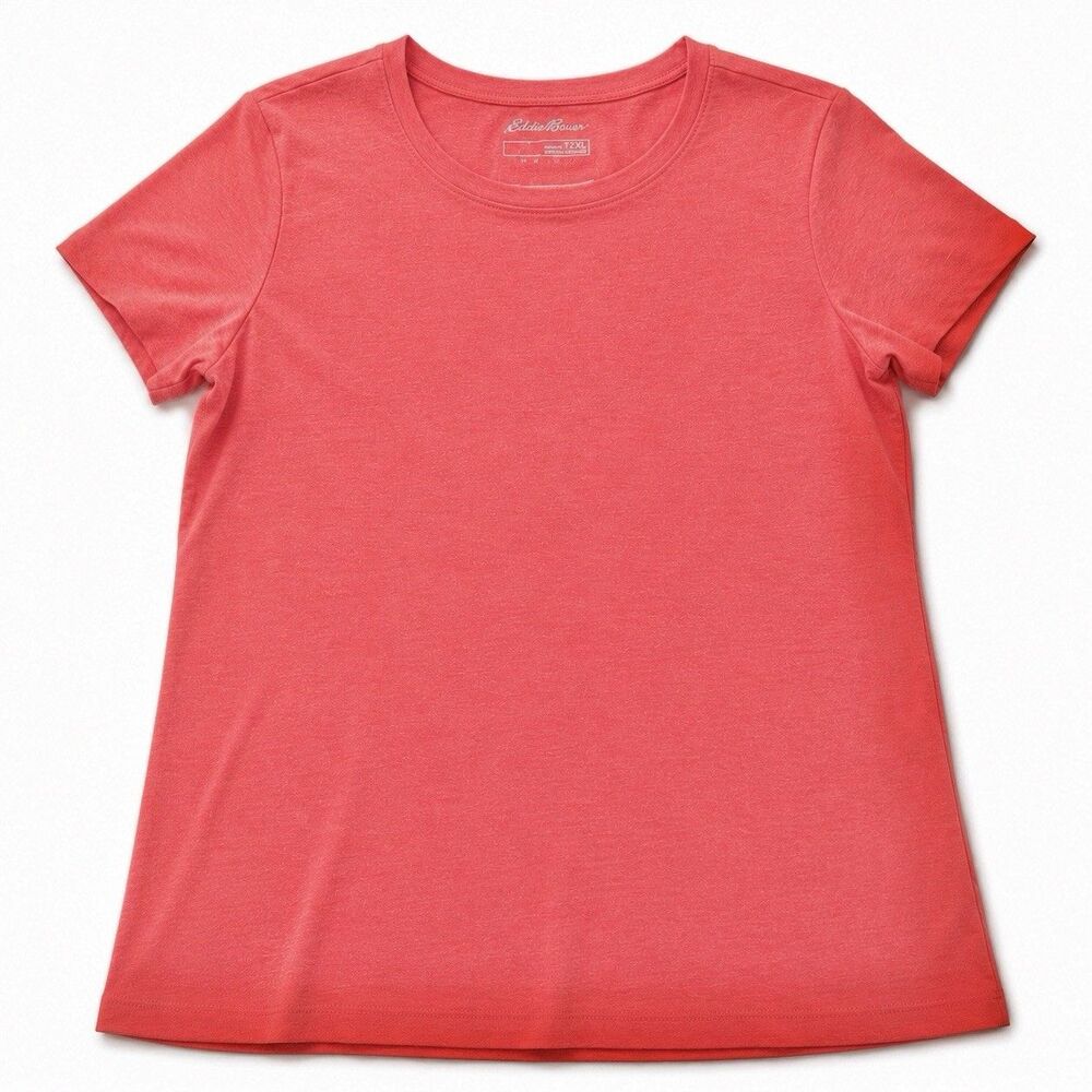 Eddie Bauer Women's Tall T2XL Peach/Coral Heathered Crew Neck Short Sleeve Tee